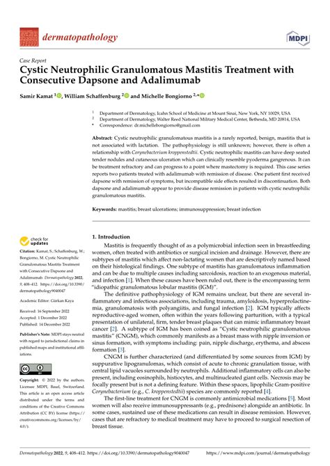 (PDF) Cystic Neutrophilic Granulomatous Mastitis Treatment with ...