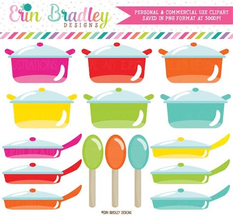 Cooking Clipart Pots and Pans Spoons Kitchen Clipart Graphics - Etsy