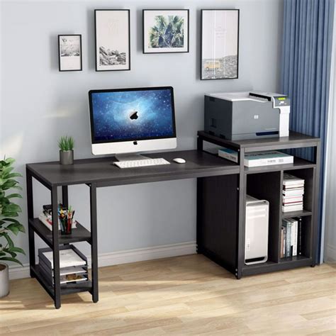 Tribesigns Computer Desk with Storage Shelf, 47 inch Home Office Desk with Printer Stand & 23 ...