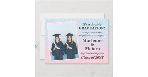 Fun Modern Twins Graduation Invitation | Zazzle