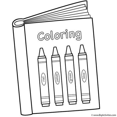 Coloring Book with Crayons - Coloring Page (Back to School)