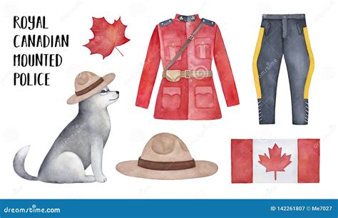 Royal Canadian Mounted Police RCMP Dress Uniform Illustration Collection. Stock Illustration ...