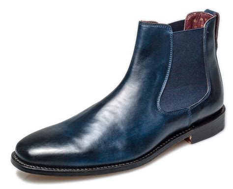 London Brogues Harvey Mens Leather Sole Chelsea Boots Navy | eBay