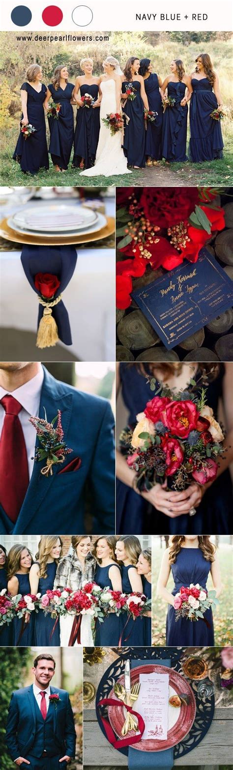 navy blue and red fall wedding color combo ideas for 2018 #blueweding # ...