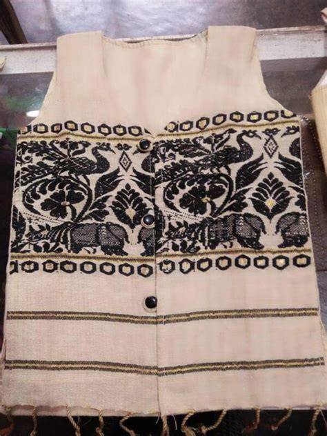 Gamosa Design Waistcoat (Black Pattern) - Brahmaputra Fables