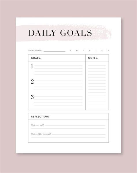 Daily Goals Planner Goal-setting Printable Daily Printable | Etsy | Goals planner, Daily goals ...