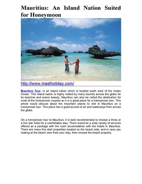 Mauritius: An Island Nation Suited for Honeymoon by Mast Holiday - Issuu