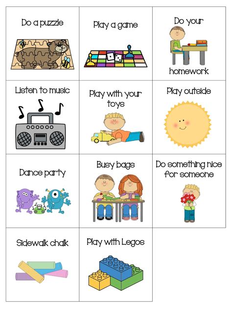 ourhomecreations: 23 kid activity ideas with free printable cards