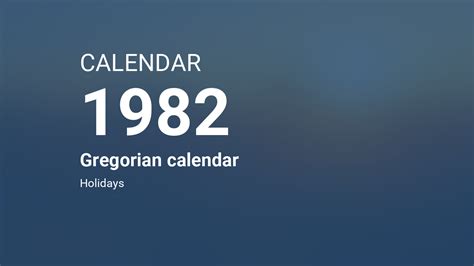 Year 1982 Calendar – Gregorian calendar