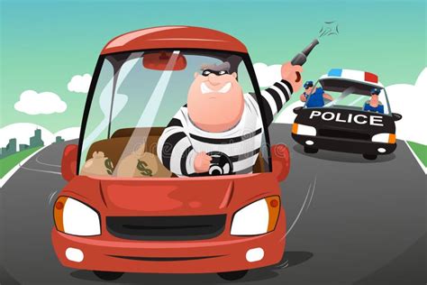 Police Chasing Criminals In A Car On The Highway Stock Vector ...