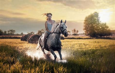 Download Happy Girl Horse Riding Beautiful Nature Wallpaper | Wallpapers.com