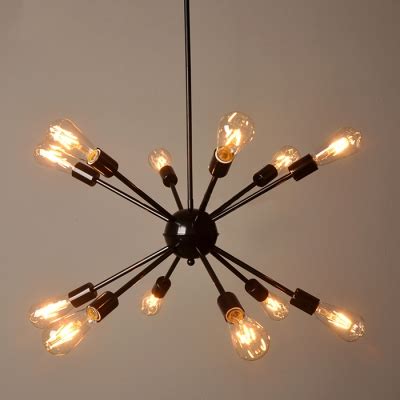 Industrial Edison Bulb Chandelier in Vintage Loft Style in Black Finish, 12 Lights ...
