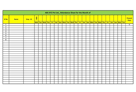 Printable Attendance Sheets