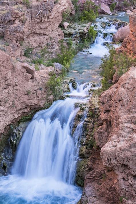 Silky Havasu Creek Waterfall Stock Image - Image of landscape, havasu ...