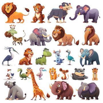 Cartoon Wild Animal Characters Big Set, Animals, Cartoon, Set PNG Transparent Image and Clipart ...