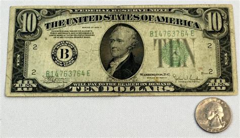 Lot - 1934-C US $10 Ten Dollar Hamilton Green Seal Federal Reserve Note