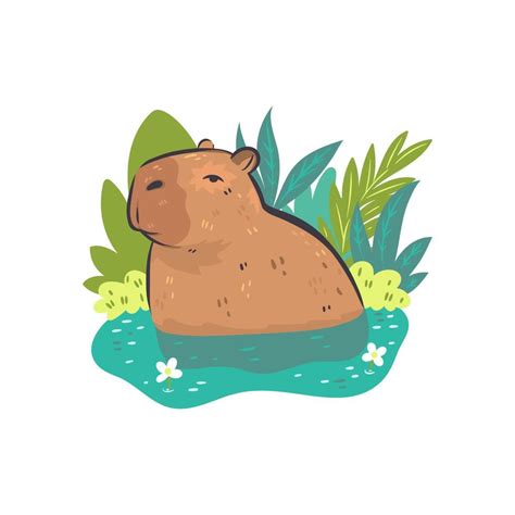 Cute capybara isolated on white background. Vector graphics. 14573317 Vector Art at Vecteezy