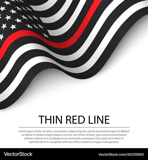 Waving flag of united states with thin red line Vector Image