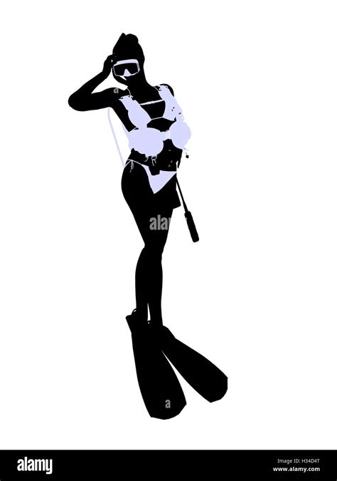 Female Scuba Diver Illustration Silhouette Stock Photo - Alamy