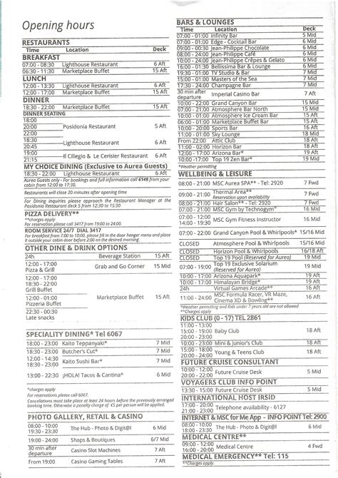 MSC Bellissima, Daily Planner (7 Nights), Mediterranean, Feb 25, 2023 ...