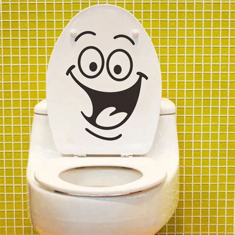 Cute Smiley Face Toilet Stickers Funny Bathroom Decal Seat Decor Removable DIY Wall Stickers 24 ...