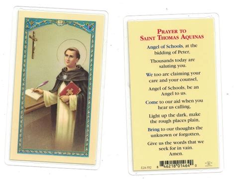 St. Thomas Aquinas Laminated Prayer Card (RR287)