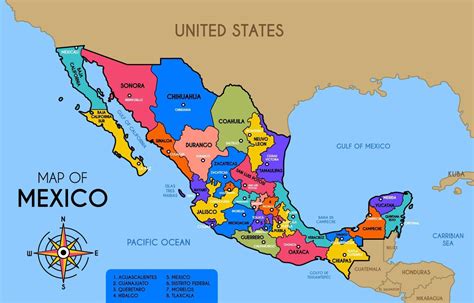 Colorful Map of Mexico 20699189 Vector Art at Vecteezy