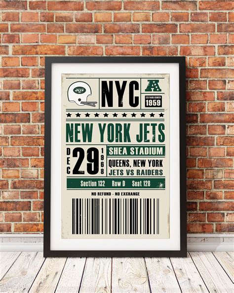 New York Jets Retro Ticket Print