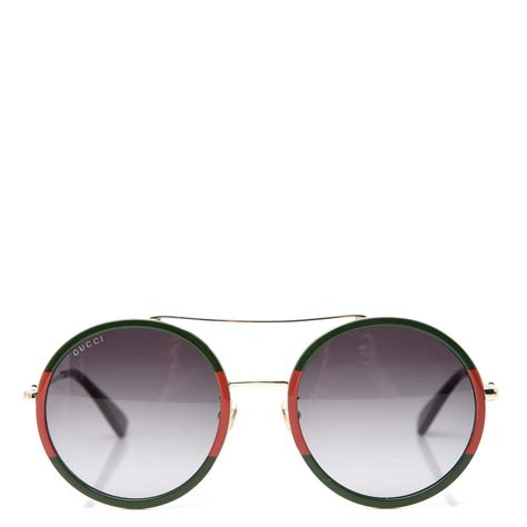 GUCCI Round Frame Sunglasses GG0061S Gold Green 311160