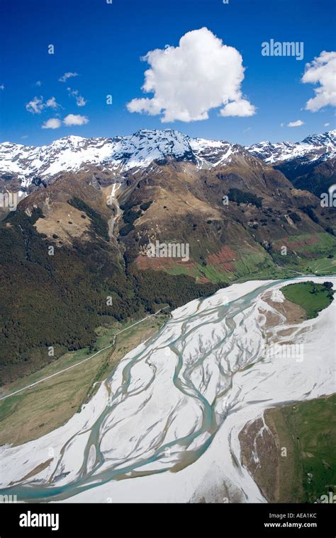 Dart River near Glenorchy South Island New Zealand aerial Stock Photo ...