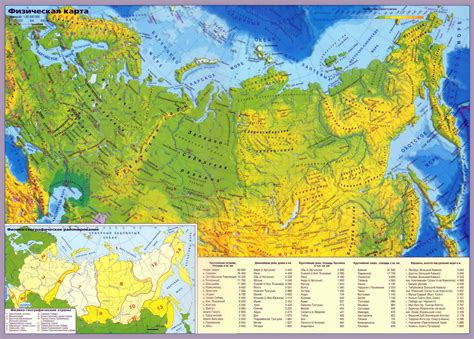 Large detailed physical map of Russia with cities in russian | Russia ...