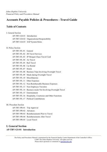 Accounts Payable Policies & Procedures - Travel Guide