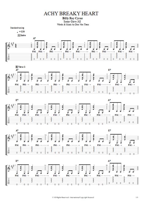 Achy Breaky Heart Tab by Billy Ray Cyrus (Guitar Pro) - Full Score | mySongBook