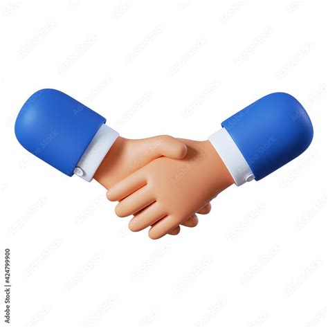 3d illustration. Deal icon. Cartoon character handshake. Business clip ...