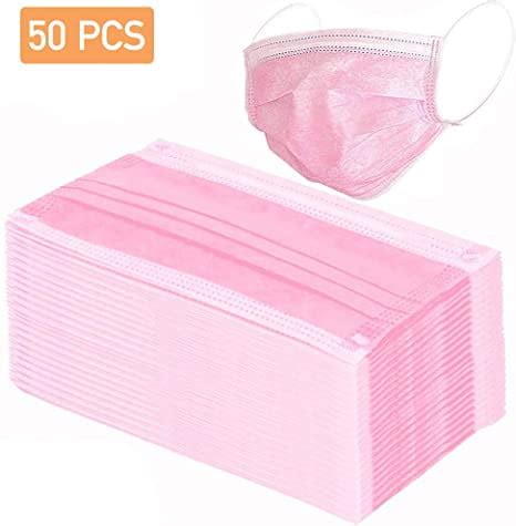 50 Disposable Pink Face Masks , 3-ply Breathable Masks, Elastic Ear Loop Filter Mask - Walmart.com