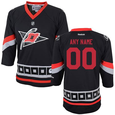 Reebok Carolina Hurricanes Youth Replica Alternate Custom Jersey - Black