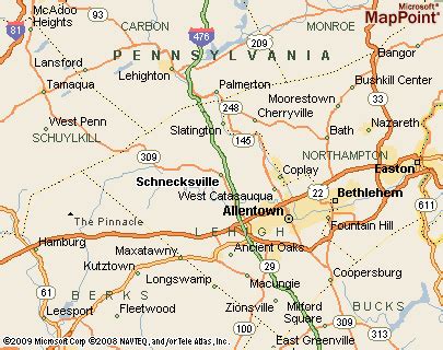 Where is Schnecksville, Pennsylvania? see area map & more