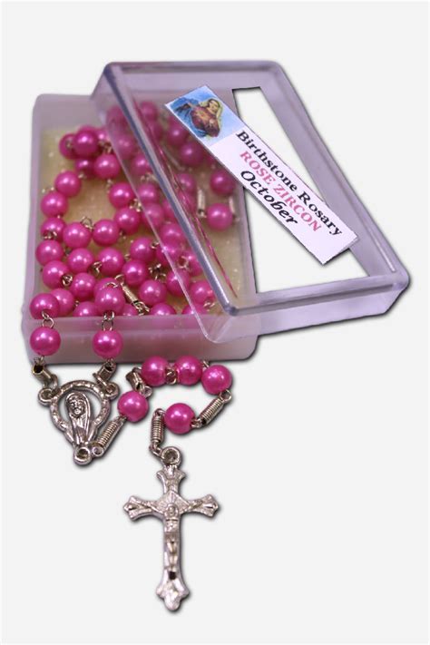 Rose Colored Rosary Beads October - 8mm - XR2-00304C-OCT | ST PAULS