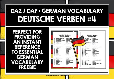 GERMAN VERBS LIST FREEBIE #4 | Teaching Resources