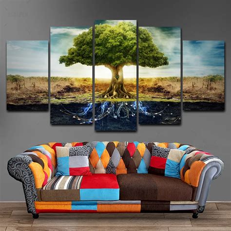 HD Printed 5 Panel Canvas Art tree of life Painting Canvas Printing ...