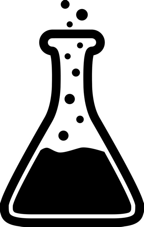 Beaker And Flask Clipart Png Black And White Stock - Erlenmeyer Flask ...