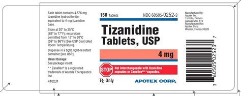 Tizanidine - FDA prescribing information, side effects and uses