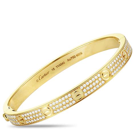 Cartier Love 18K Yellow Gold Diamond Bangle Bracelet Size 18 only: 32000 USD | Bracelets for men ...