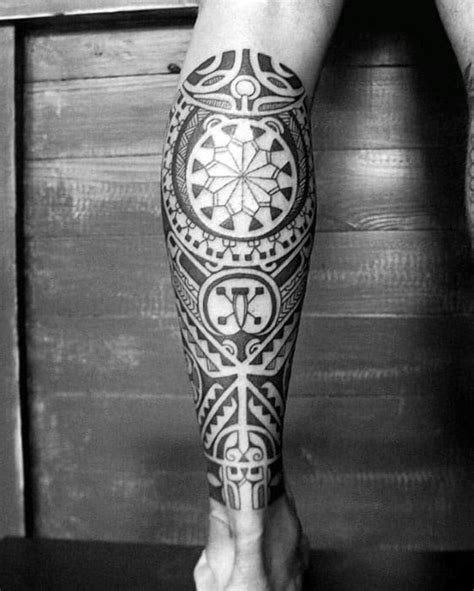 40 Polynesian Leg Tattoo Designs For Men - Manly Tribal Ideas