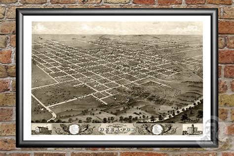 Vintage Map of Decatur, Illinois 1869 Art Print by Ted's Vintage Art in 2021 | Birds eye view ...