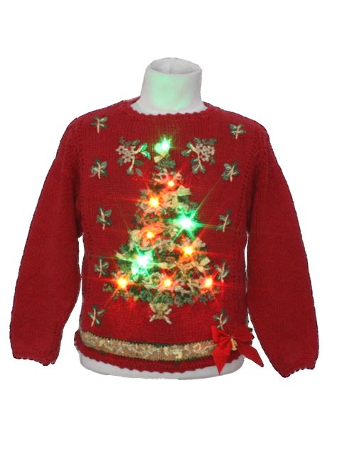 /Kids Multicolor Lightup Ugly Christmas Sweater: -Casual Corner- Unisex/Kids red background ...