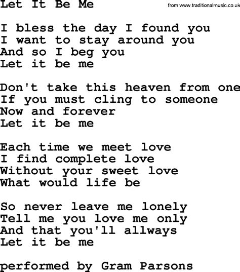 Let It Be Me, by The Byrds - lyrics with pdf