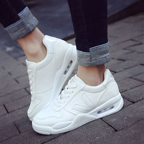 Lzzf 2018 Korean Fashion Casual Spring Leather Shoes Woman White Sneakers Flat Platform Shoes ...