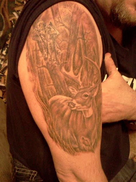 1st Tattoo with bowhunter in tree | Scene tattoo, Deer tattoo designs ...