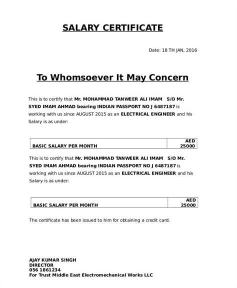 Salary Certificate -16+ Examples, Format, Word, How to Write, PDF